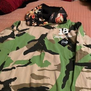 Camouflage with Flowers Men’s Hoodie, Size M